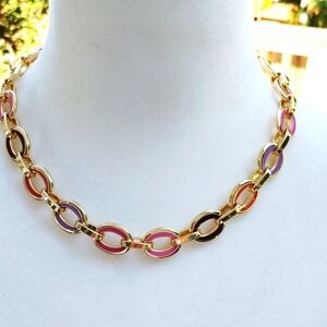 NWT On 34th (Macy's) chunky link gold tone with enamel chain necklace